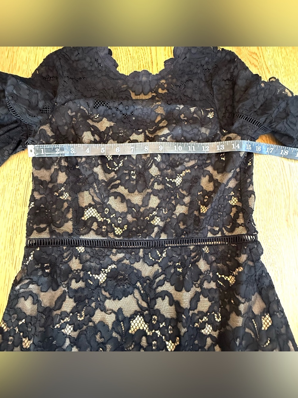 Rebecca Taylor Black Nude Lace Overlay Mini Dress Size 6 Cocktail - Picture 3 of 16